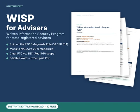 WISP Template Pack for State-Registered Financial Advisers cover